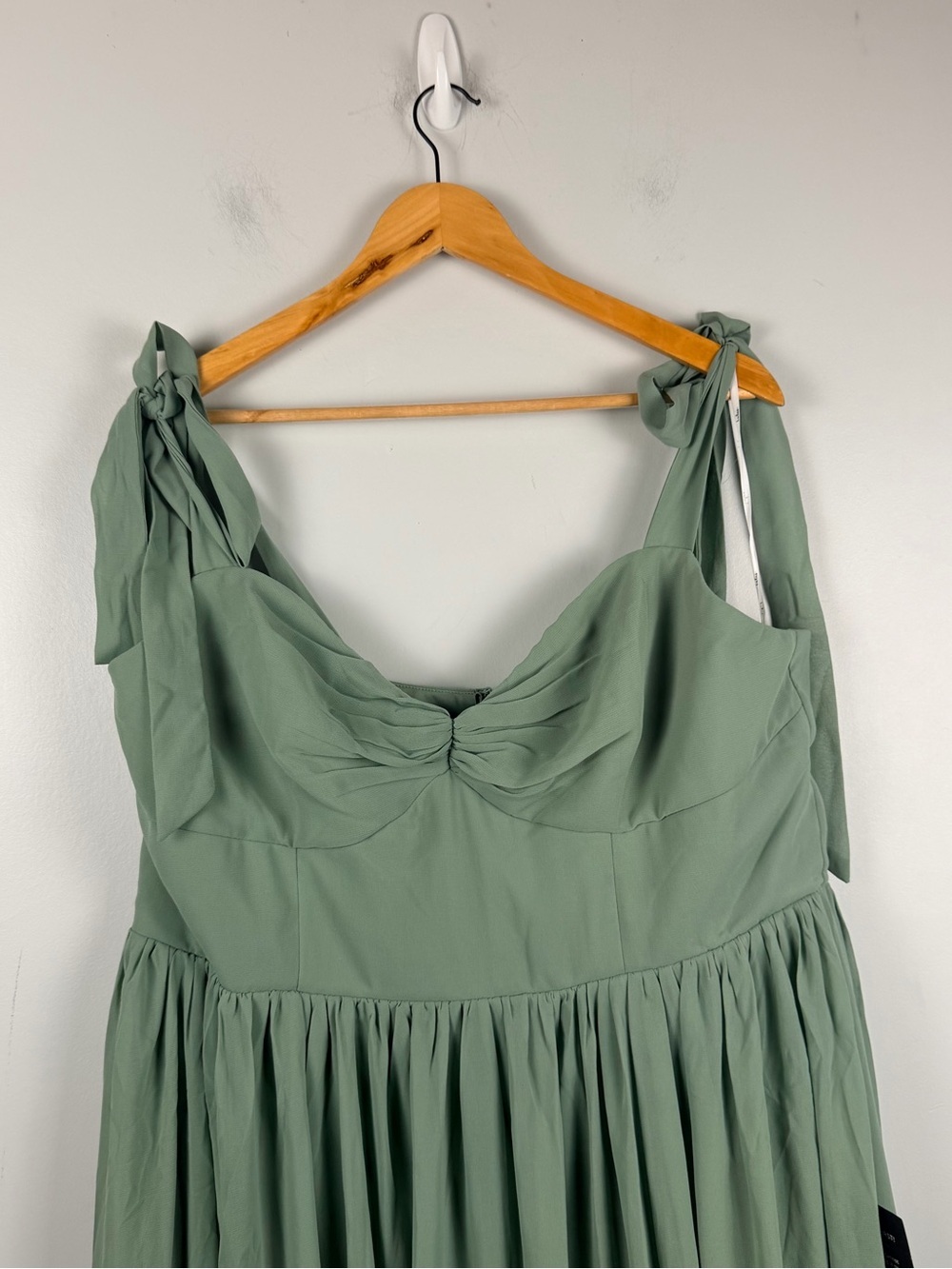 Lulus Radiant Charisma Sage Brush Chiffon Ruched Tie-Strap Maxi Dress XL Sage - Picture 3 of 12